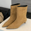 Eilyken Women's Pointed Toe Ankle Boots – Vintage Autumn Winter Thin Heel Booties