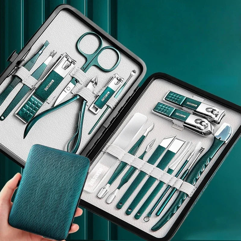 18-Piece Nail Care Set – Portable Carbon Steel Manicure & Pedicure Clippers, Scissors and Trimmers for Men & Women