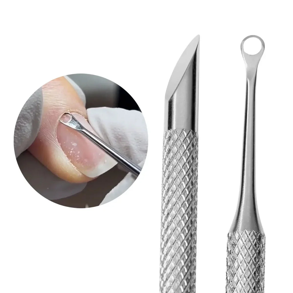 Double-Ended Stainless Steel Cuticle Pusher & Nail Remover – Beveled Circle Head Manicure Tool