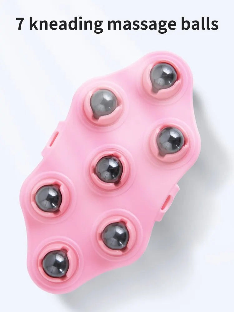 7-Roller Ball Neck & Back Massager — Handheld Meridian Body Roller for Muscle Relief