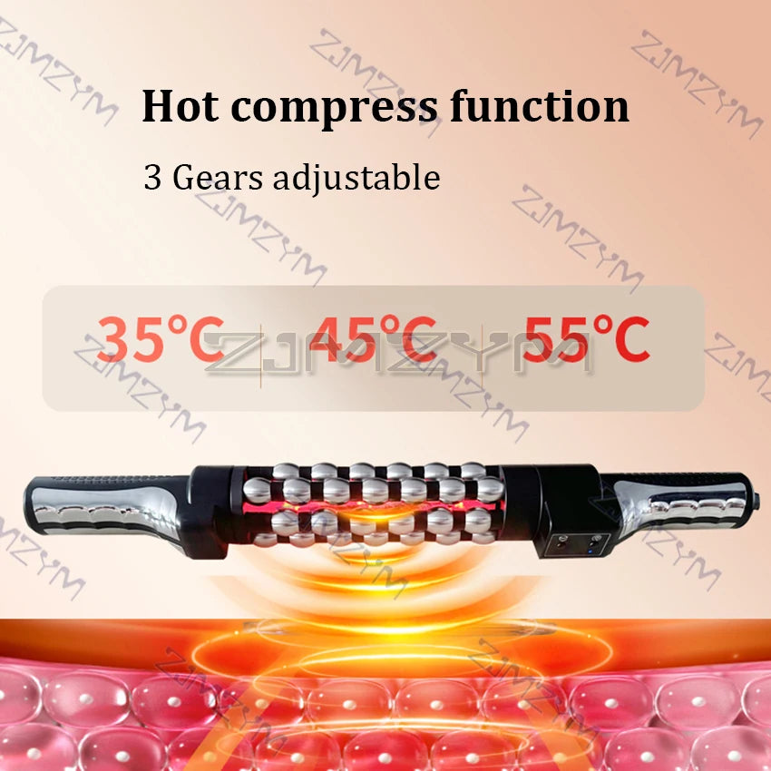 Red Light Heated 360° Rotating Massager Roller - Full-Body Heated Muscle Massager & Anti-Cellulite Massage with 3 Gears