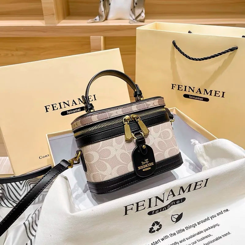 Minimalist Contrast Color Small Box Crossbody Bag for Women High-End Portable Satchel