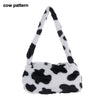 Women's Faux Fur Plush Underarm Shoulder Bag - Cow & Leopard Print Mini Purse