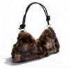 Real Mink Fur Shoulder Bag Luxury Women's Fur Crossbody Handbag