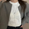 Silver Stainless Steel Beaded Ball Pendant Double-Layer Choker Necklace for Women Hip Hop Rock Layered Jewelry