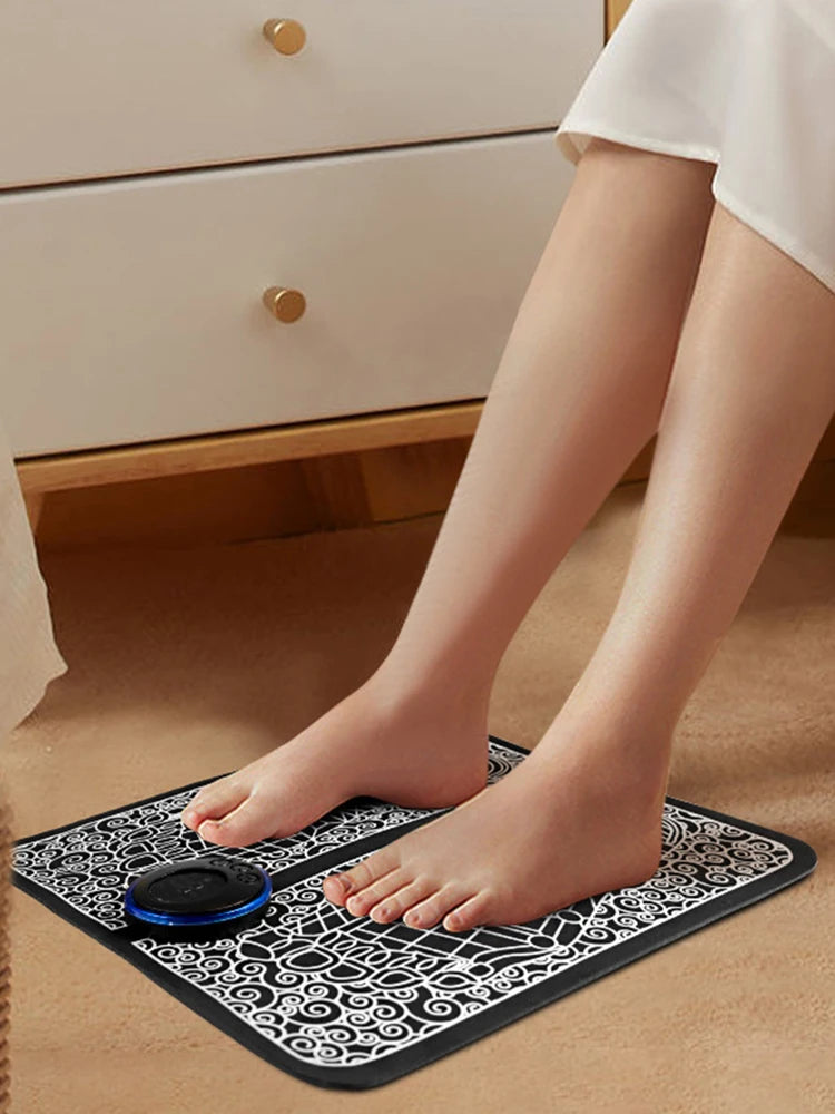 EMS Foot Circulation Massager – USB Rechargeable Portable Foot Massage Mat with 8 Modes & Remote, EMS Muscle Stimulator for Legs & Feet