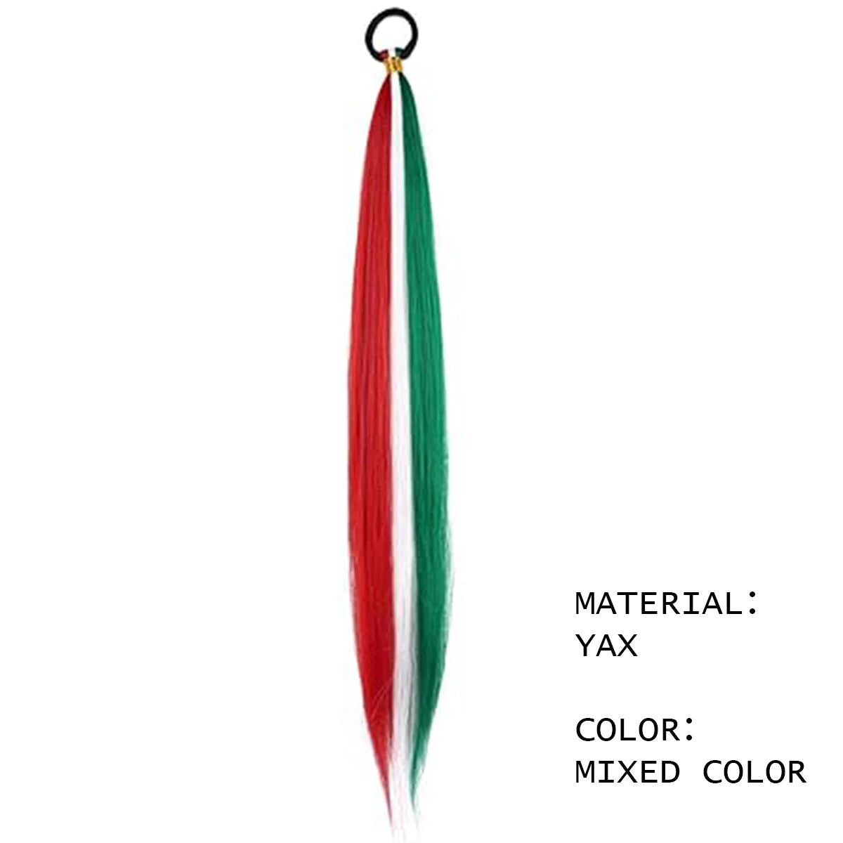 Christmas Color Braid Ponytail Extension with Elastic Tie - Straight Sleek Tube Wrap, Heat-Resistant Synthetic Hair