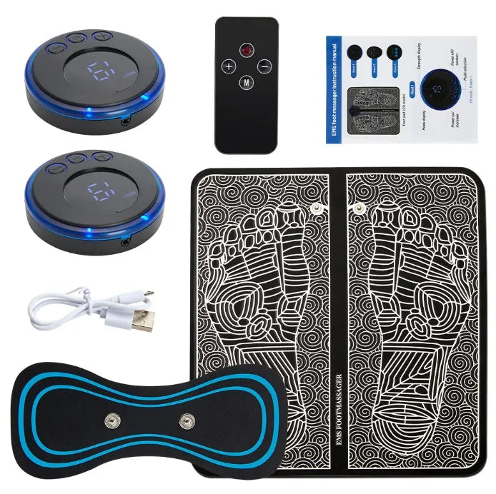 USB Rechargeable EMS Foot Massager Pad — Electric Electro-Stimulation Massage Mat for Muscle Relaxation & Improved Circulation