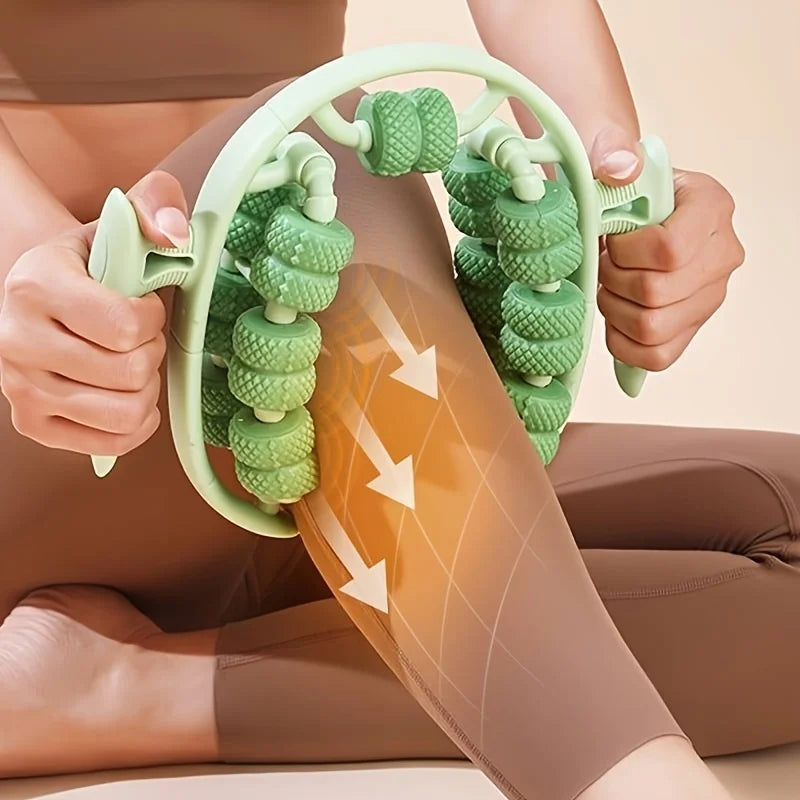 360° Dual-Row Massage Roller Clamp — Handheld Slimming Massager for Legs, Waist, Arms & Buttocks