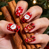 24-Pack Christmas Green Snowflake Press-On Nails with Rhinestones – Holiday False Nail Set for Women