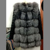 Women's Patchwork Faux Fox Fur Cardigan with Faux Leather Sleeves Thick Warm Streetwear Coat