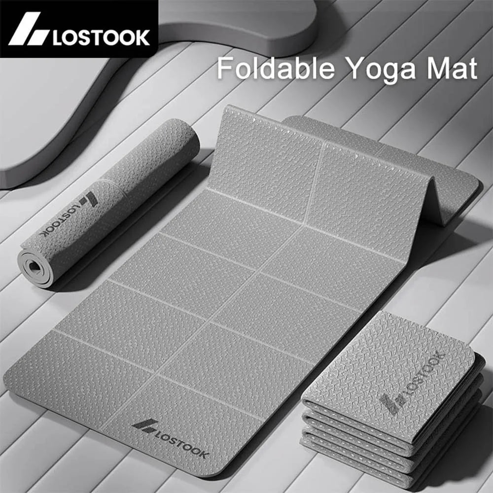 Foldable TPE Yoga Mat 4mm - 183 x 61 cm (72 x 24 in) Portable Travel Exercise & Pilates Mat