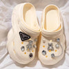 Women DIY Silver Chain Bear Charm EVA Clogs, Platform Garden & Beach Sandals for Summer Spring Autumn