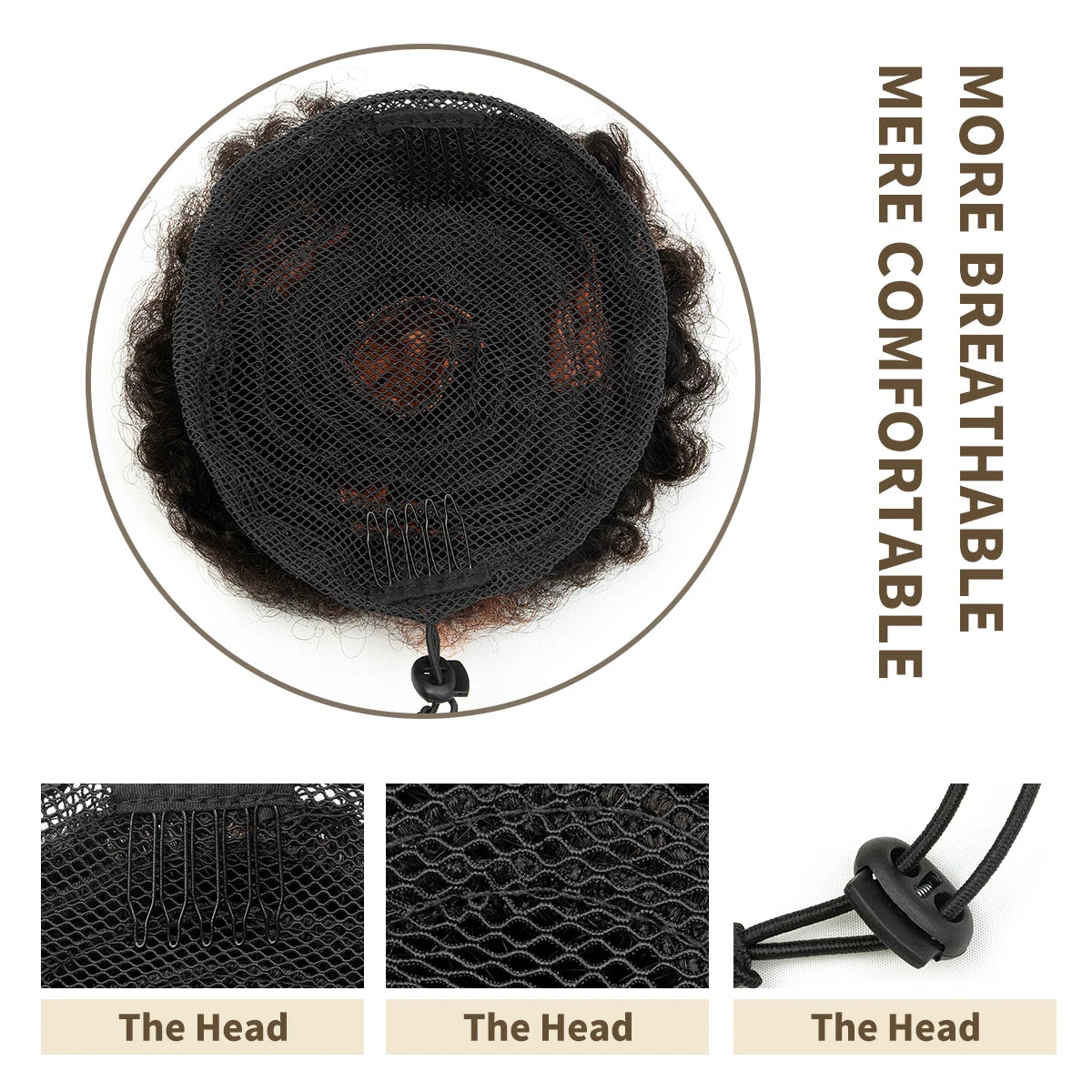 Kinky Curly Remy Human Hair Ponytail Afro Puff Drawstring Clip-In High Bun Updo Extension for Black Women