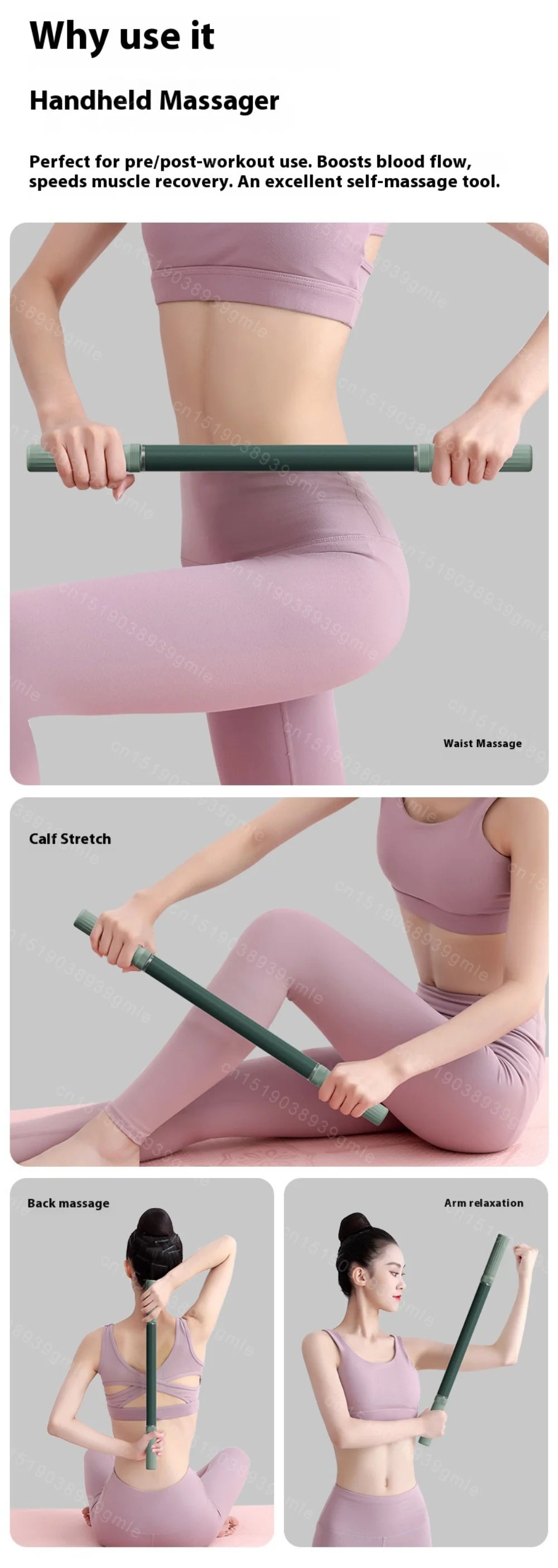 Stainless Steel Fascia Massage Stick Muscle Roller for Leg Release — Yoga & Fitness Stretching Aid