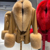 YOLOAgain Women's Genuine Sheepskin Leather Jacket with Real Fox Fur Detachable Collar & Sleeves - Belted Pockets, Autumn/Winter