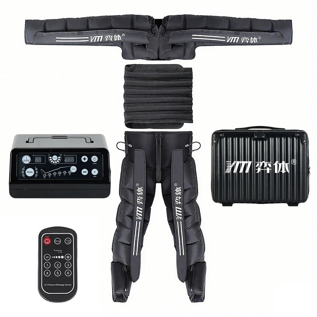6-Chamber Whole-Body Pneumatic Compression System - Air Lymphatic Drainage Leg & Foot Massager
