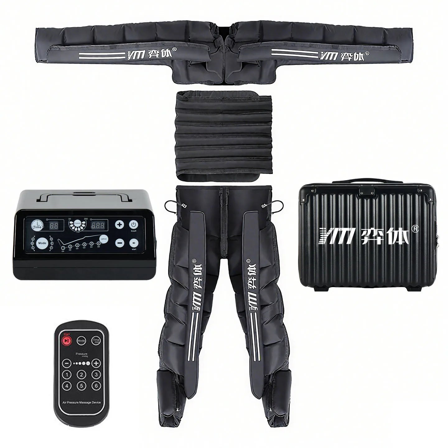 6-Chamber Whole-Body Pneumatic Compression System - Air Lymphatic Drainage Leg & Foot Massager