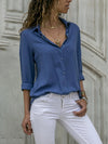 Women’s Chiffon V-Neck Blouse - Loose Long Sleeve Oversized Tunic Top for Office & Casual