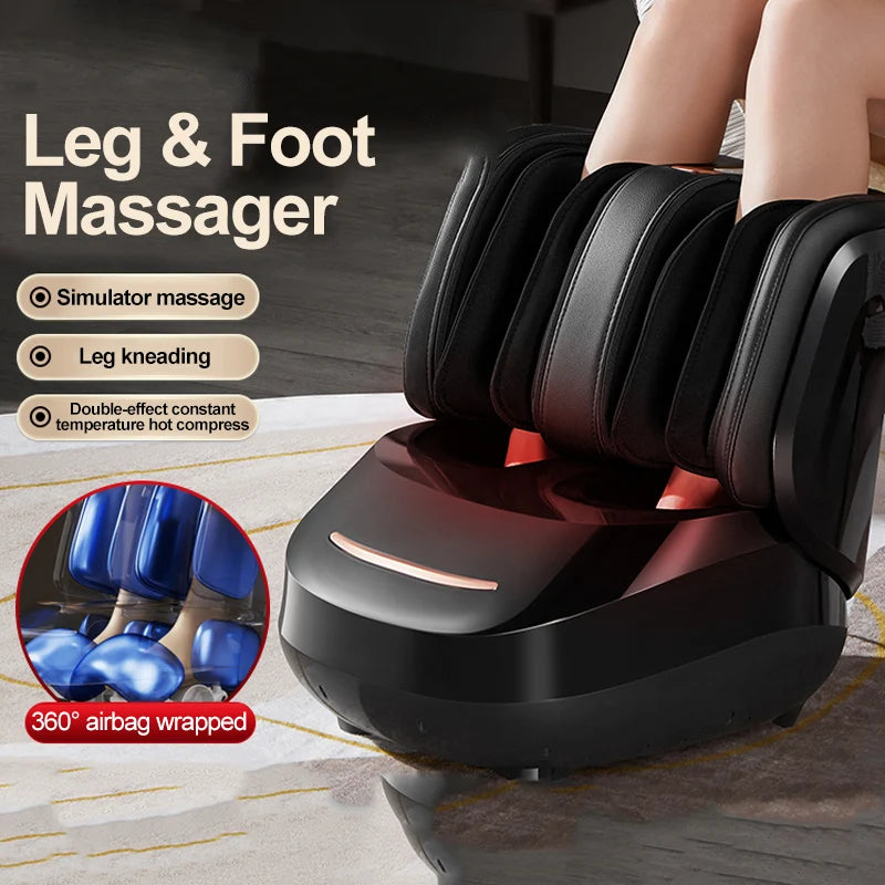 Electric Air Pressure Foot Massager — Heated Vibration & Kneading Full‑Wrap Roller