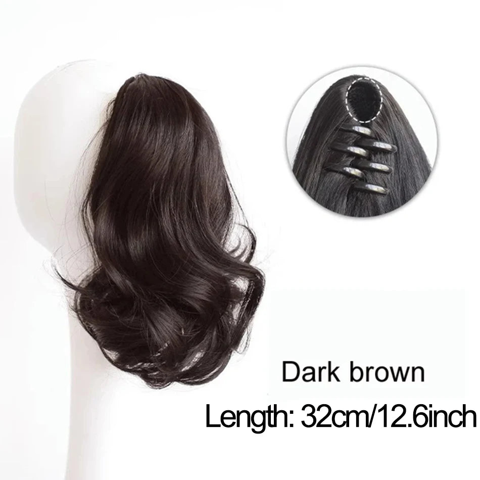 Short Curly Clip-In Ponytail 12-Inch (30 cm) Synthetic Hair Extension with Claw Clip