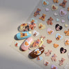 Gold Snowflake & Snowman 3D Self-Adhesive Christmas Nail Stickers with Rhinestones, 10.3 x 8 cm (4.06 x 3.15 in) Sheet
