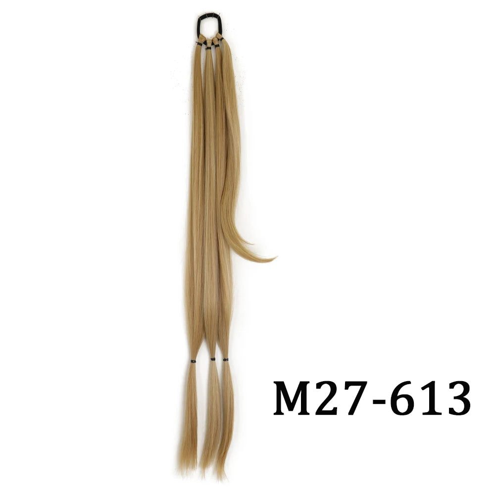 DIY Heat-Resistant Synthetic Boxing Braid Ponytail Extension - Silky Straight 160g (Black/Brown)