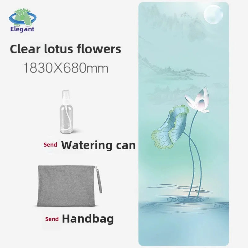 Suede Chamois Yoga Mat 183 x 68 cm (72 x 26.8 in) - Portable Foldable Non‑Slip Exercise Mat for Yoga, Dance & Jump Rope