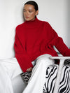 Oversized Turtleneck Knit Sweater for Women, Vintage Chunky Pullover - Soft Warm Autumn Winter in Yellow or Red
