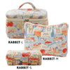 Quilted Cotton Makeup Bag – Zipper Cosmetic Organizer Box-Shaped Toiletry Case for Women & Girls