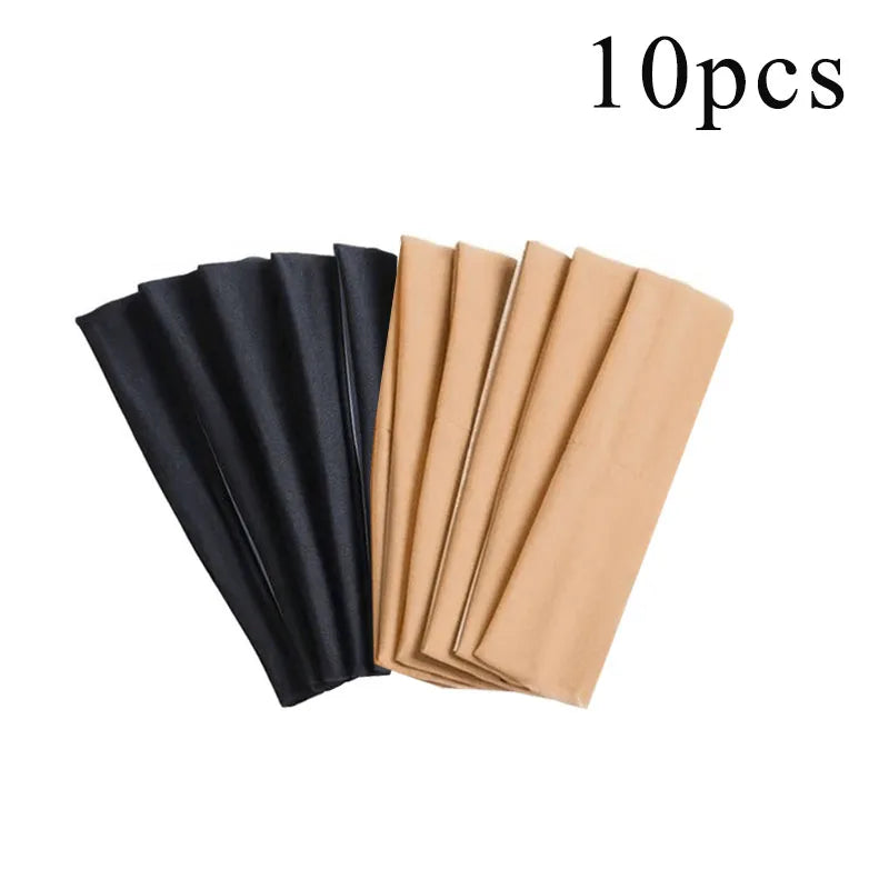 10-Pack Elastic Headbands for Women – Solid Color Sports, Yoga & Fitness Hair Bands