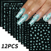 12-Pack Cartoon Stitch Angel Nail Stickers Kawaii Nail Art Decals for Kids Manicure