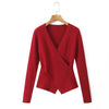 Plus Size 4XL Women's V-Neck Knitted Pullover Sweater Cross Front Slim Fit Jumper - Autumn/Winter