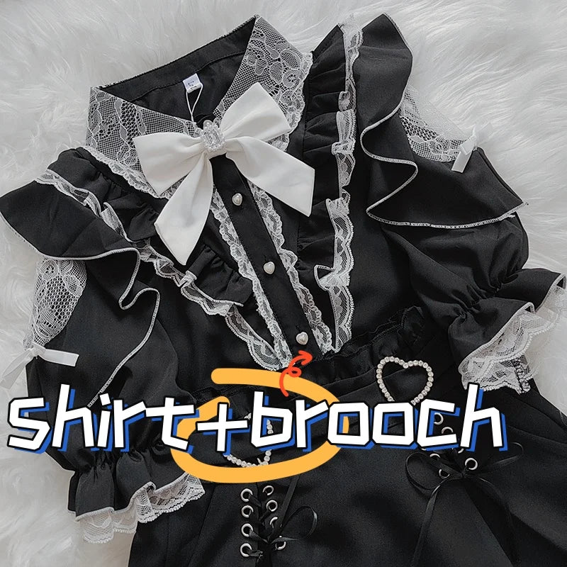 Kawaii Jirai Kei Lolita Y2K Peter Pan Collar Blouse Long Sleeve Cute Japanese-Style Aesthetic Top