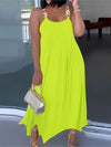 Plus Size Spaghetti Strap A-Line Ankle-Length Party Dress Round Neck Long Casual Evening Dress
