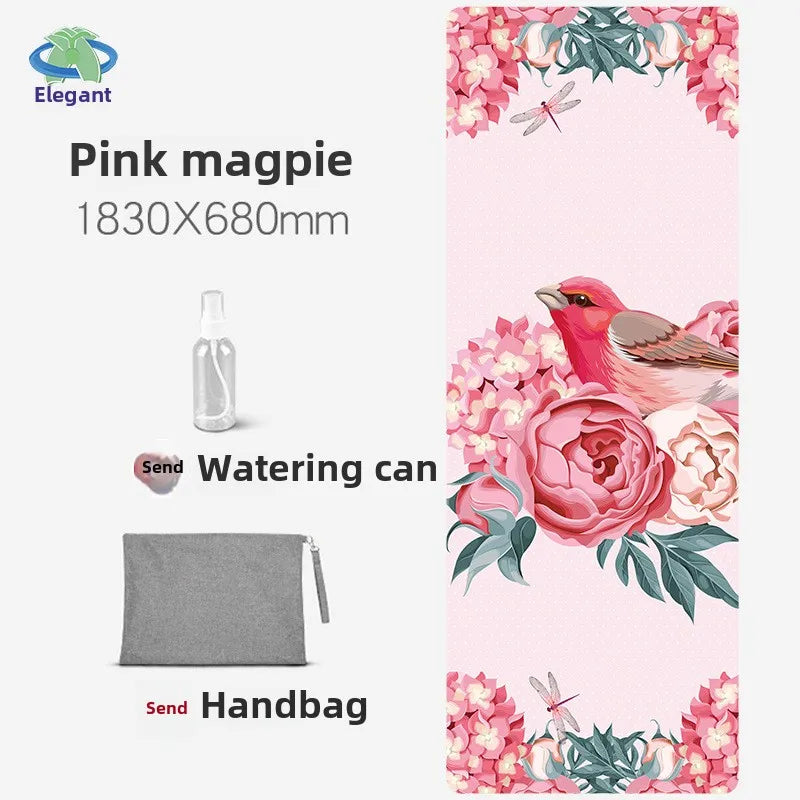 Suede Chamois Yoga Mat 183 x 68 cm (72 x 26.8 in) - Portable Foldable Non‑Slip Exercise Mat for Yoga, Dance & Jump Rope