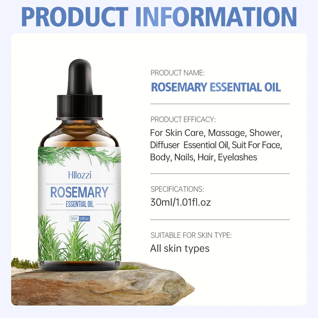Rosemary Essential Oil for Hair & Scalp - Pure Oil for Scalp Massage, Hair Growth & Skin Care