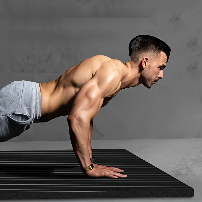 Extra-Large Thick NBR Non-Slip Yoga Mat 78.7 x 24 in (200 x 61 cm) Black for Home Fitness