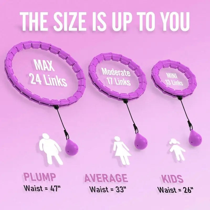 Smart Adjustable Weighted Hula Hoop – 15–24 Detachable Links, 17.72 in (45 cm) 360° Rolling Massage Fitness Hoop for Adults Weight Loss