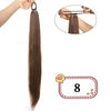 28-Inch (71 cm) Synthetic Ponytail Extension with Elastic Band - Braided Wraparound Hairpiece, Silky Straight Heat-Resistant Fiber, Black/Brown
