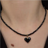 Vintage Zircon Heart Pendant Necklace for Women Boho Geometric Baroque Crystal Chain