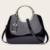Women's Glossy Faux Leather Convertible Handbag - Crossbody, Shoulder & Clutch Purse with Adjustable Strap and Zipper Closure (Black, Creamy White, Royal Blue)