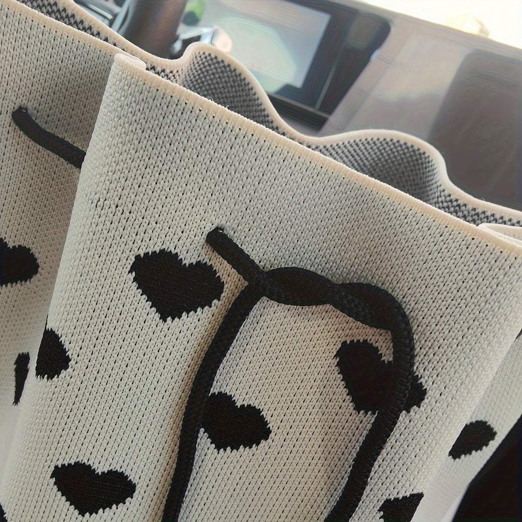 Heart Pattern Drawstring Bucket Bag for Women - Classic All-Match Handbag