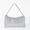 Elegant Women's Evening Clutch with Sparkling Crystal Embellishments, Polyester Zipper Bag with Fixed Shoulder Strap for Parties and Formal Events