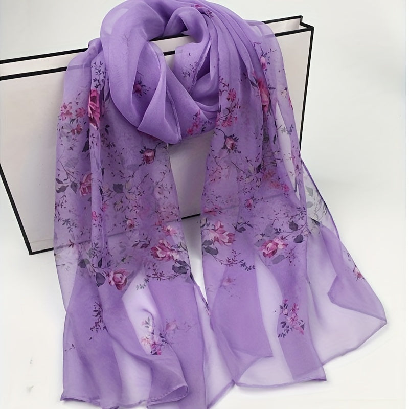 Lightweight Women's Floral Scarf Shawl – Elegant All-Season Wrap for Casual & Formal Outfits