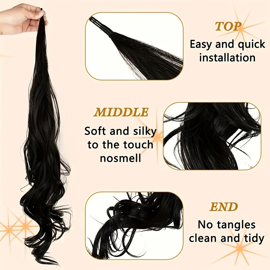 32-Inch (81 cm) Wrap-Around Curly Wavy Ponytail Extension Long Flexible Hairpiece for Women