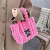 Plush Faux Fur Crossbody Bag – Women's Soft Imitation Fur Shoulder Purse with Chain Strap & Magnetic Closure (Bright Pink, Khaki, White, Black)