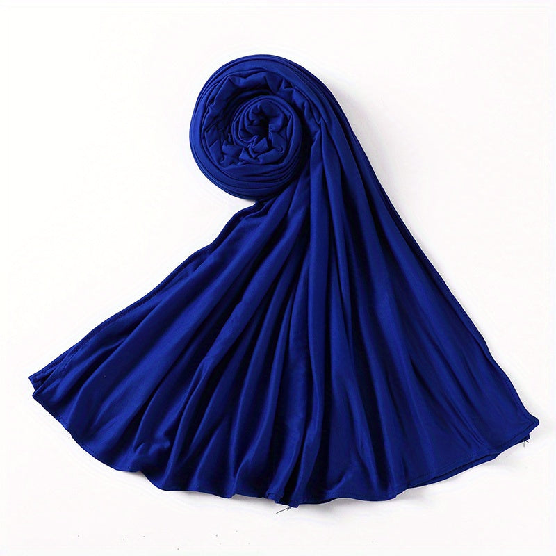 Long Jersey Hijab - Lightweight Breathable Solid Scarf, Windproof Elegant Shawl for Women