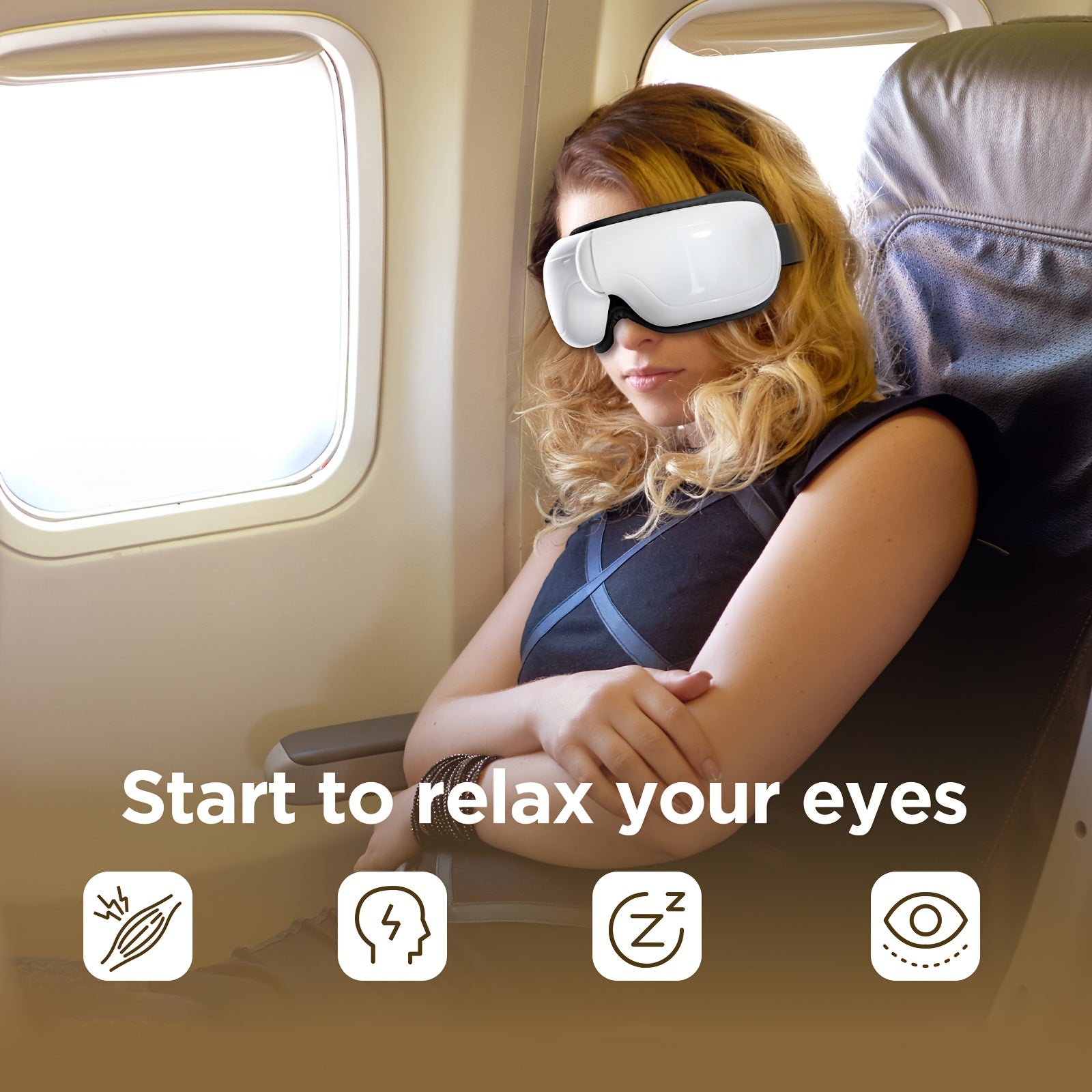 Portable Eye Massager with Heat & Music – USB-Powered Smart Eye Mask for Puffiness, Relaxation & Sleep, Ideal Gift for Women & Seniors