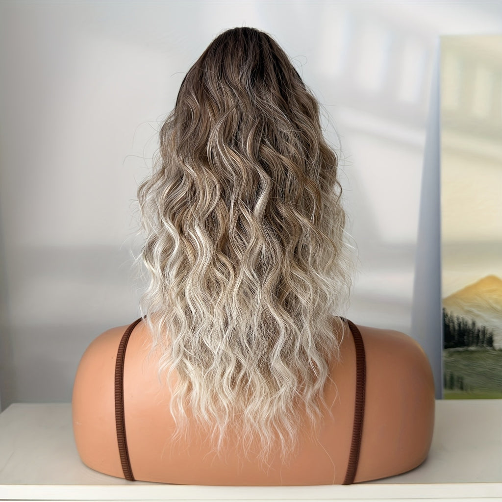 16-Inch (40 cm) Water Wave Claw Ponytail Extension – Heat Resistant Ombre Synthetic Hairpiece for Women